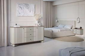 Zestaw szafek nocnych wiszących Vesper 56 cm - kaszmir / orzech / czarne uchwyty