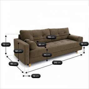 Sofa z Funkcją Spania LONAR Brązowa Boucle Nowoczesna