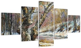 Obraz namalowanego zimowego krajobrazu (125x70 cm)