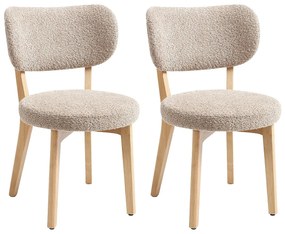 Zestaw 2 krzeseł z tkaniny z bukli i drewna kauczukowca - Taupe - TORIEL