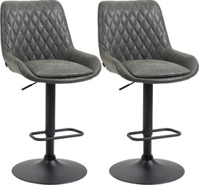 HOMCOM Barhocker Stołki kuchenne Stołek designu, regulowana wysokość, z podnóżkiem, 51 cm x 59 cm x 117 cm, Ciemnoszary + Czarny