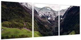 Obraz - Dolina pod górami (z zegarem) (90x30 cm)