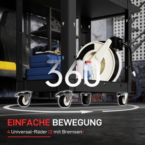 HOMCOM Wózek narzędziowy z 2-poziomowymi półkami, uchwyt, koła, Plastik, Czarny