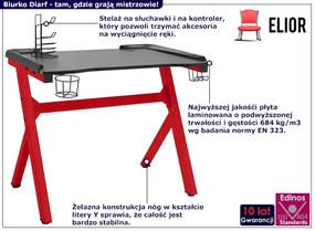 Biurko dla graczy z podświetleniem LED czarny + czerwony - Diarf