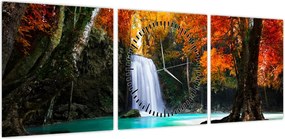 Obraz - Szmaragdowa Laguna (z zegarem) (90x30 cm)