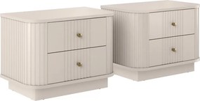 Zestaw szafek nocnych Vesper 56 cm na cokole - kaszmir / złote uchwyty