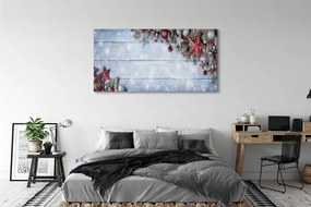 Obraz drukowany na płótnie Bombki, Szyszki i Deski