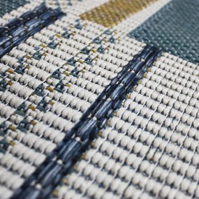 Żółto-niebieski okrągły dywan odpowiedni na zewnątrz ø 160 cm Rosco Geo – Flair Rugs