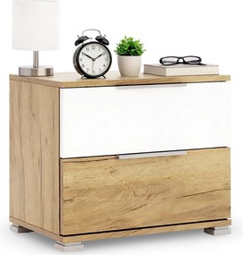 Szafka nocna z szufladami Asti 54, dąb craft/biały połysk