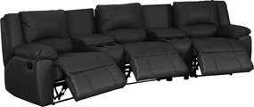 Kanapa 3-osobowa skórzana z funkcją relax AROMA - Czarny