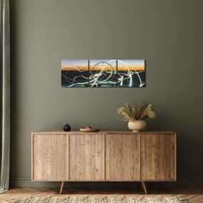 Obraz - widok nieba z dachu (z zegarem) (90x30 cm)