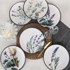 Zestaw 6 płytkich talerzy kamionkowych Herbal 25 cm