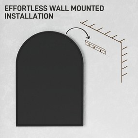 HOMCOM Zakrzywione Lustro Łazienkowe, 50 x 70 cm, Z Ramą z Aluminium, Lustro Dekoracyjne, Kuchnia, Czarne