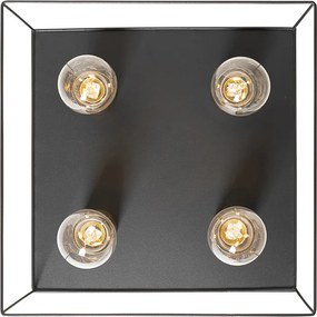 Minimalistyczny plafon czarny ze złotem 4-światła kwadratowy - Kodi