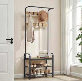 Metalowa ścianka przedpokojowa PURE 183 cm, czarna/dąb sonoma
