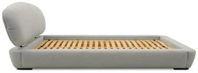 Jasnoszare tapicerowane łóżko dwuosobowe ze stelażem 140x200 cm Odette – Scandic