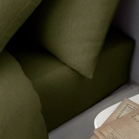Flanelowe prześcieradło z gumką w kolorze khaki 90x190 cm Brushed – Catherine Lansfield