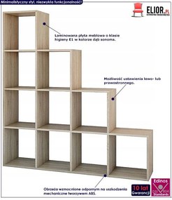 Nowoczesny schodkowy regał na dokumenty Maleo 5X - dąb sonoma