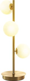 HOMCOM Lampa stołowa z 3 kulistymi kloszami, z solidną stalową podstawą, oprawki G9, 24 x 24 x 53 cm, mosiężny