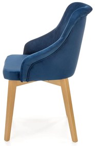 Krzesło tapicerowane drewniane granatowe welurowe TOLEDO 2
