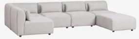 Sofa Modułowy Narożny 5-częściowy Z Pufą Fogler Tkaniny Jasnoszary - Sklum