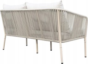 Zestaw mebli ogrodowych beżowy aluminium sofa fotele stolik sznurowanie