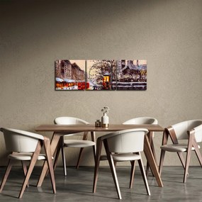 Obraz - Obraz miasta zimą (z zegarem) (90x30 cm)