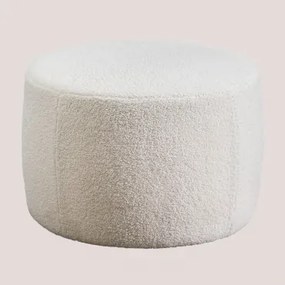 Pufa Okrągła Ø60 Cm Z Materiału Przypominającego Owczą Wełnę Jaldinguer Tkanina Baranek Boucle Biały - Sklum