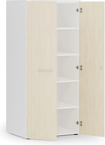 Szafa biurowa z drzwiami PRIMO WHITE, 1781 x 800 x 600 mm, biały/brzoza