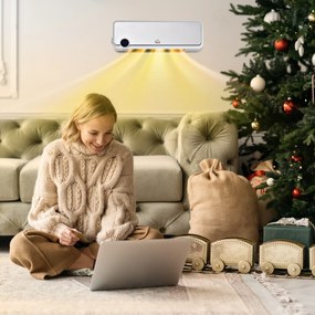 HOMCOM Grzejnik ścienny 2000W z pilotem, 3 trybami pracy, wyświetlaczem LED i timerem 12h