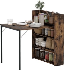 HOMCOM Składany stół z półką, design industrialny, oszczędzający miejsce, do małych pomieszczeń, 80x90x93cm, Rustikal-Braun