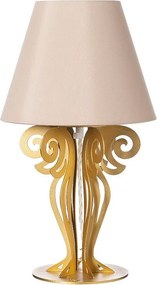 Lampa stołowa Circeo Ø24x40 cm, przezroczysta złota podstawa z żelaza, abażur z tkaniny w kolorze piaskowym, E27, made in Italy