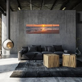 Obraz serca na piasku (170x50 cm)