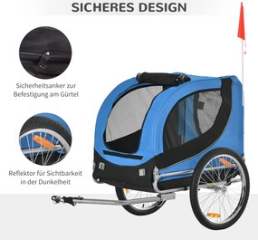 PawHut przyczepka rowerowa dla psa jazda rowerem z psem przyczepa kolor niebieski + czarny