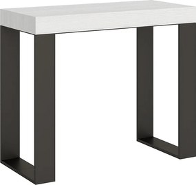 Konsola rozkładana 90x40/196 cm Tecno Small Frassino biała rama w kolorze Antracytu