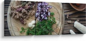 Obraz - Z deski kuchennej (z zegarem) (90x30 cm)