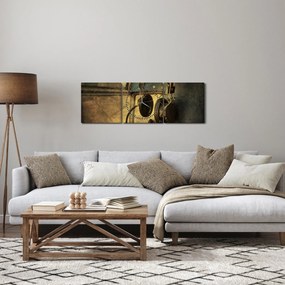 Obraz - Słuchawki lotnicze w stylu vintage (z zegarem) (90x30 cm)
