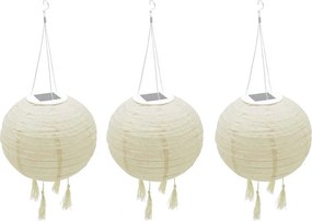 Zestaw 3 lampionów solarnych Himalaya Ø30cm kremowo-beżowe z ciepłą białą diodą LED, czas pracy 8h, odporne IP44