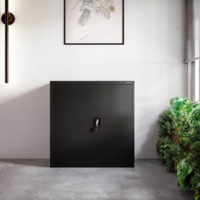 Metalowa szafka z drzwiami BEATA, 900 x 930 x 400 mm, czarna
