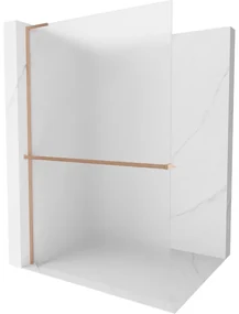 Mexen Kioto+ L ścianka prysznicowa z półką Walk-in 80 x 200 cm, szron, miedź szczotkowana - 800-080-123-65-30