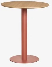Okrągły Barowy Stół Z Mdf Xiren Ø70 Cm & Naturalny Brąz Drewna – Terakota - Sklum