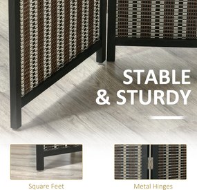 HOMCOM Parawan Dzielący Przestrzeń, Składany, Drewno Sosnowe/Bambus, 180 x 180 cm, Brązowy/Czarny