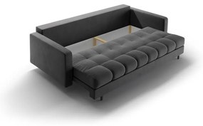 Ciemnoszara aksamitna rozkładana sofa ze schowkiem 222 cm Bali – Cosmopolitan Design