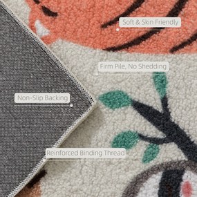 HOMCOM Dywan fleece z dżunglowym wzorem, łatwy w pielęgnacji, Kremowy+Wielokolorowy