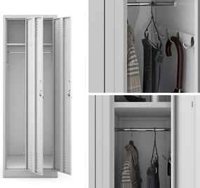 Dwudrzwiowa szafa BHP wąska 60x50x180 cm Kacper 2 szara