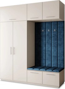Masseno Garderoba REMA 200/240/60 cm Nowoczesna Szafa do Przedpokoju Kaszmir, MONOLITH 77 (Niebieski)