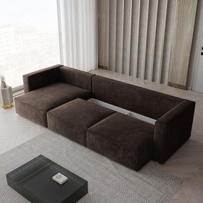 Masseno Narożnik TOLMO z funkcją spania i pojemnikiem na pościel Narozniki L, Rozkładana sofa - Brązowy, LUMO 40