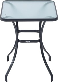 Outsunny Stół Ogrodowy Bistro z Szkła Hartowanego i Metalu Czarny Kwadratowy 68 5x68 5x84 cm Elegancki | Aosom PL