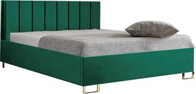 Łóżko tapicerowane MALIBU, wezgłowie, obicie MONOLITH, pojemnik na pościel, podnośnik gazowy, wysokość spania 39 cm, 140x200 cm, Pomarańczowy