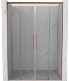 Mexen Rox drzwi prysznicowe rozsuwane 140 cm, transparent, miedź szczotkowana - 8C2-140-002-65-00